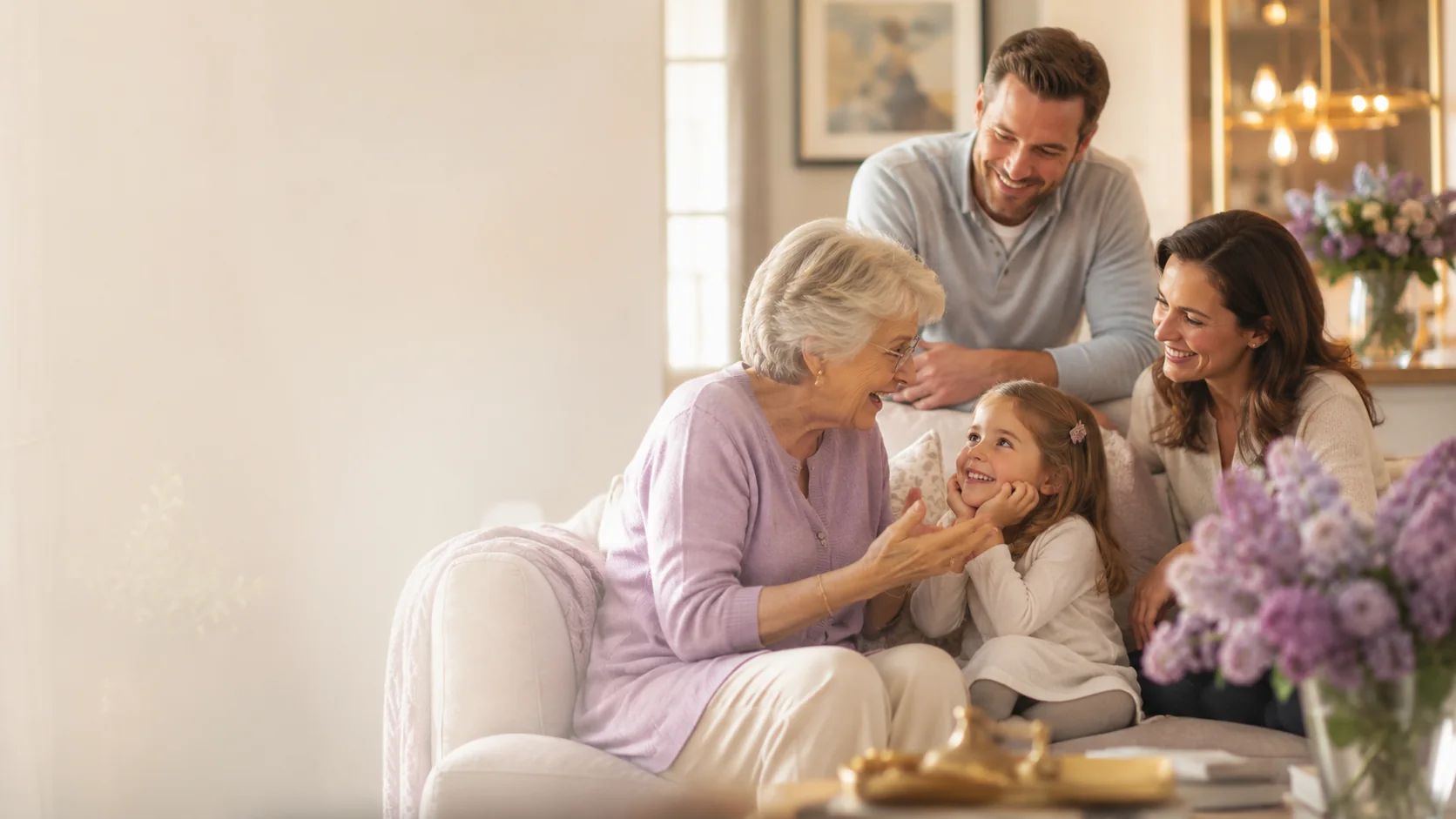 A family sharing stories together at home